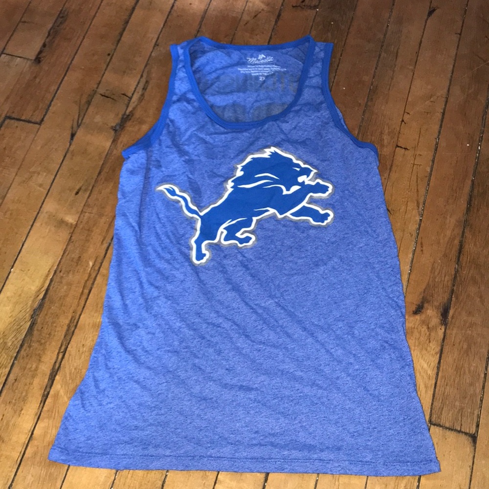 Majestic Blue Detroit Lions Tank Top with White Trim-fits like a medium